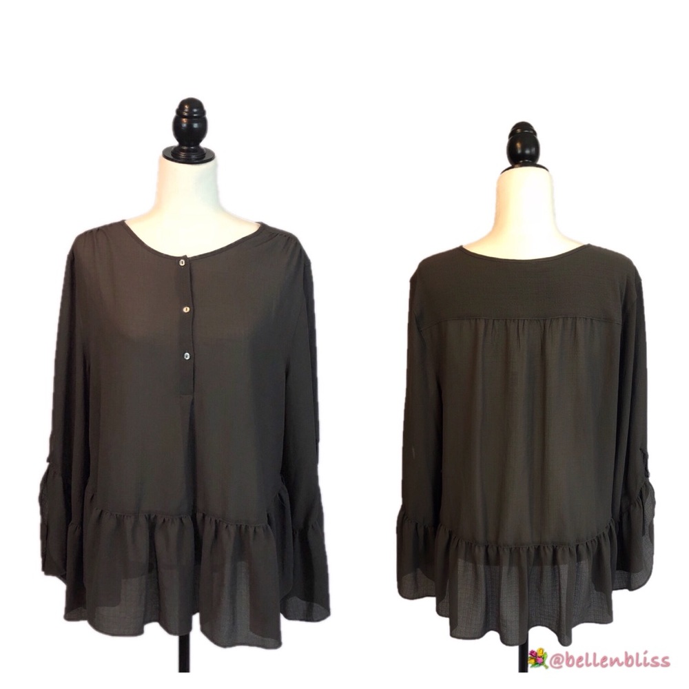 Bell Sleeve Blouse Peplum Style, Size XL - Picture 5 of 5